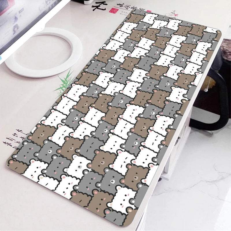 Alfombrilla de ratón antideslizante para ordenador portátil, tapete de escritorio con diseño de perro, gato, oso, Panda, Animal Akita, teclado de oficina, 900x400, 600x300