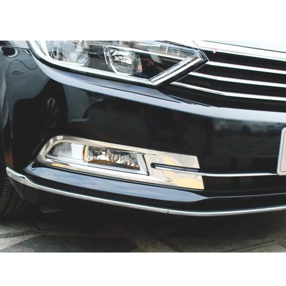 Car Stick Lamp Front Fog Light Trim Frame Eyebrow For VW Volkswagen Passat B8 Variant Alltrack 2015 2016 2017 2018 2019 2020 view 2