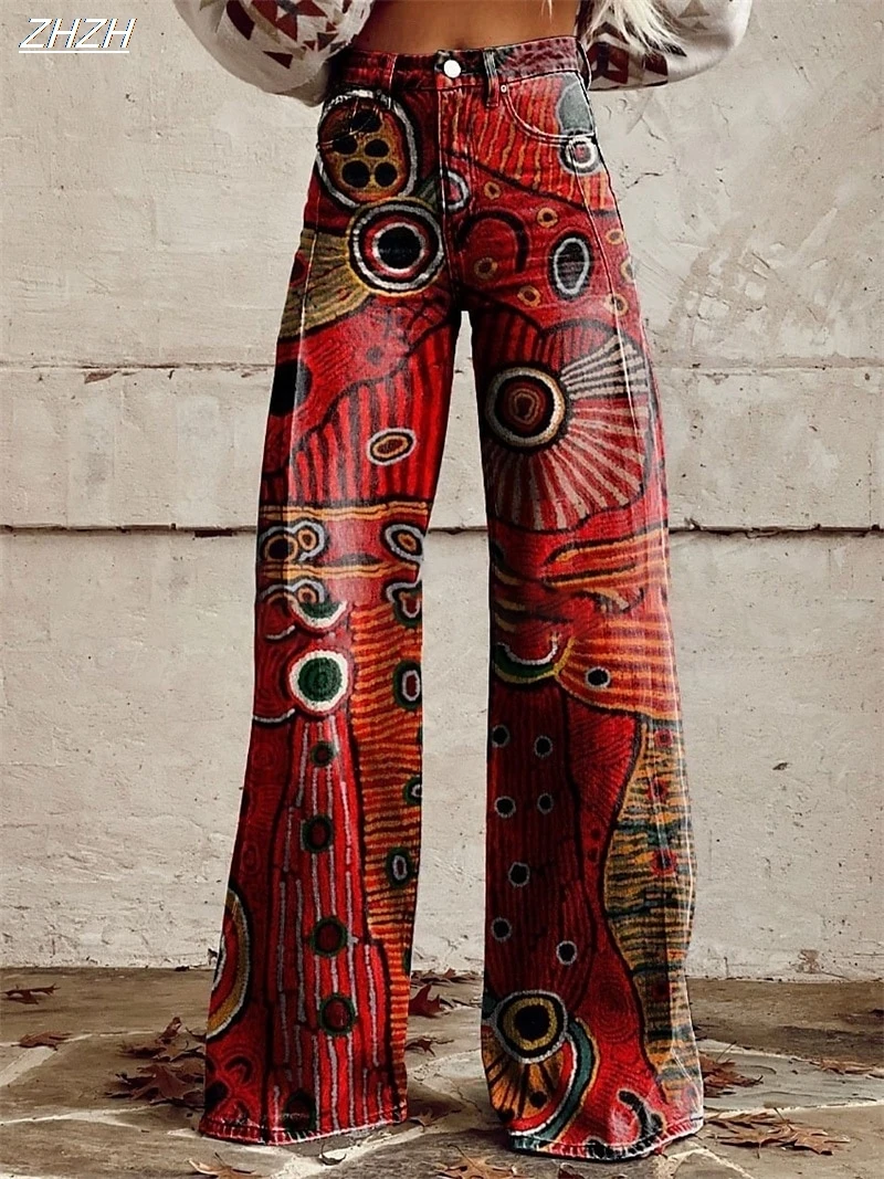 Vintage 1970s y2k calças de pernas largas hippie disco falso jeans estilo feminino casual diário festival tema moda calças
