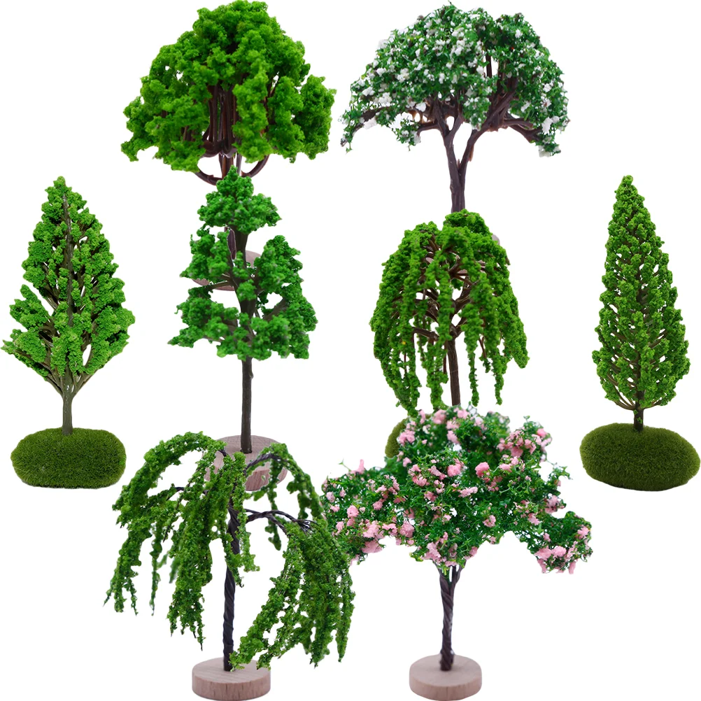 8 pièces Micro paysage arbre jardin décor fausses plantes modèle bureau décoration Mini bois sable Table bricolage modèles