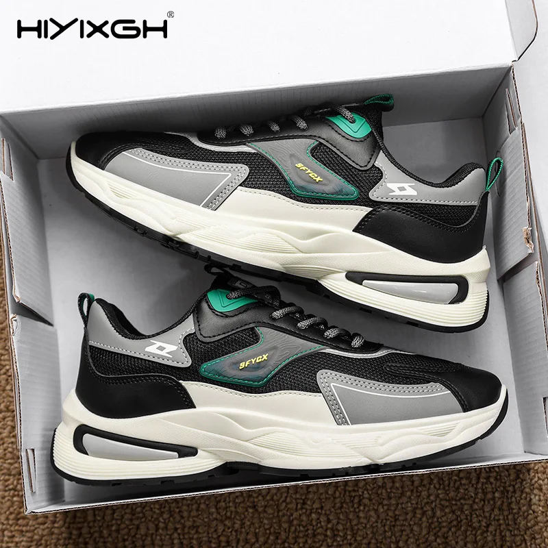 Men's Casual Mesh Dad Sneakers Breathable Wear-Resistant Thick-Sole Anti-Slip Korean Style Streetwear Daily Student Footwear