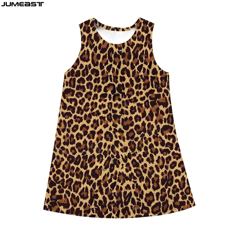 Jumeast Frauen 3d Kleider übergroße männliche weibliche Mantel Streetwear Leopard Tarnung Sommer ärmelloses Kleid Hosenträger Nachthemd