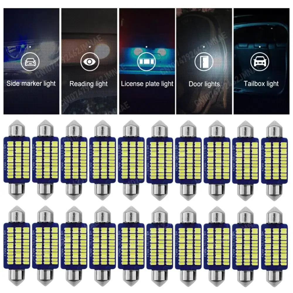 20Pcs Interior Car Lights Super Bright T10 Dome Map Tail Cab Lights Bulb Kit LED Dome Light for Car Map License Plate Door Side