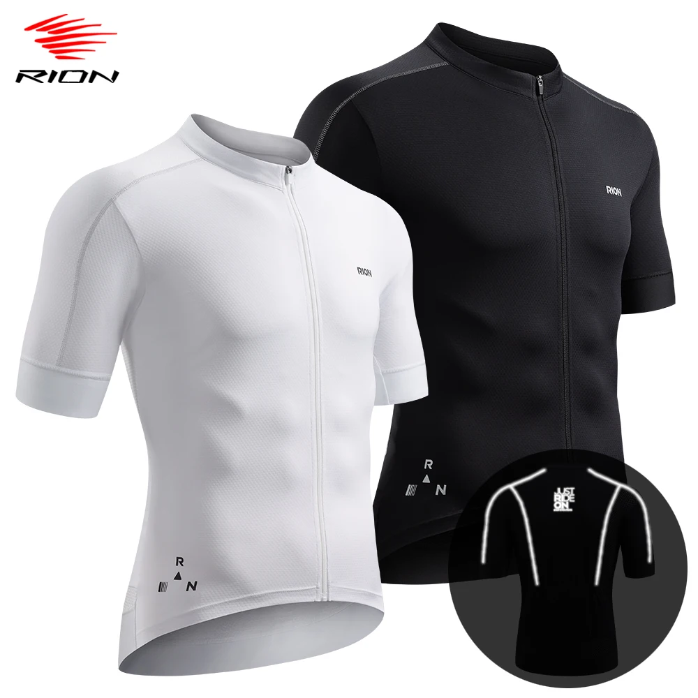 

RION Men's Cycling Jerseys MTB Shirts Bicycle Clothing Mountain Bike T-Shirt Road Riding Top Night Biking Jersey Outdoors Summer