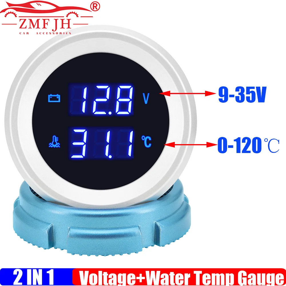 

ZMFJH двойной датчик 2 в 1 цифровой датчик напряжения + температуры воды с датчиком 10 мм синий светодиодный светильник 0-120 ℃ Измеритель температуры воды 12В24В