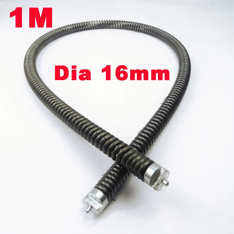 1M Long 16mm Diameter Kitchen Toilet Drain Cleaning Brush Sewer Dredger Pipe Dredging Spring with Connector for Home Plumbing