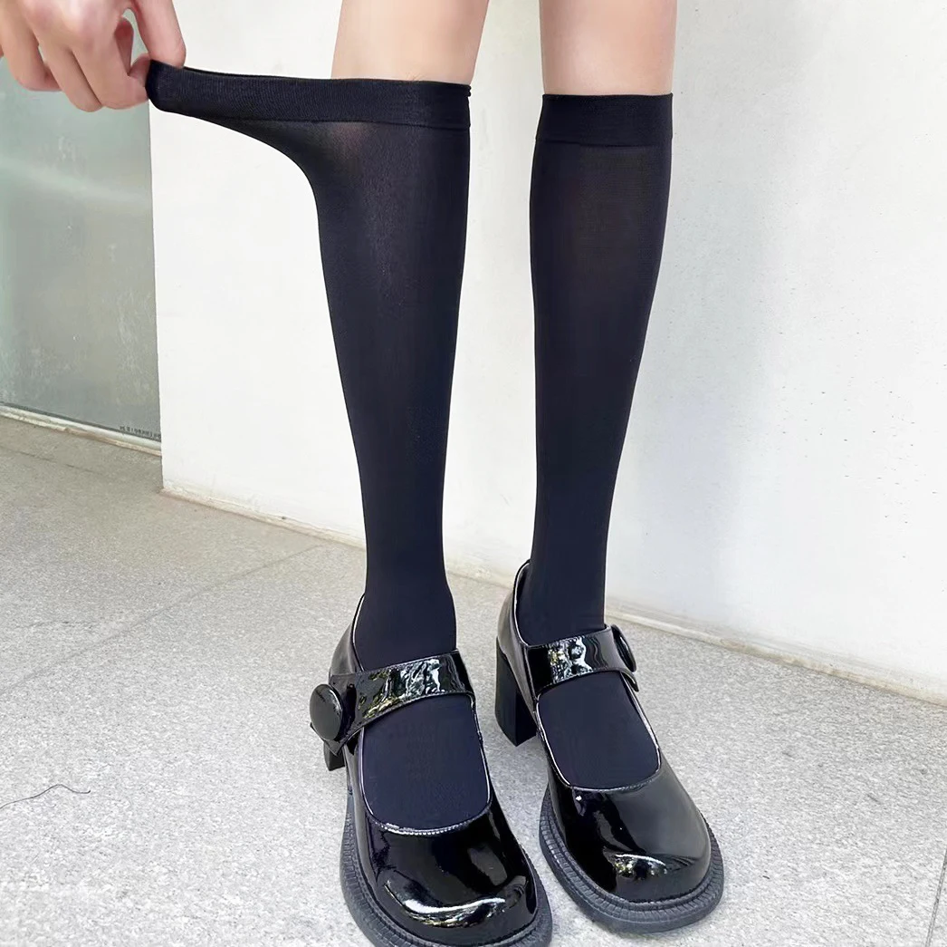 Women Sexy Summer Transparent Knee Highs Socks Compression Ultra-Thin Sheer Stocking Nylon Female Ladies Over Knee Socks Medias