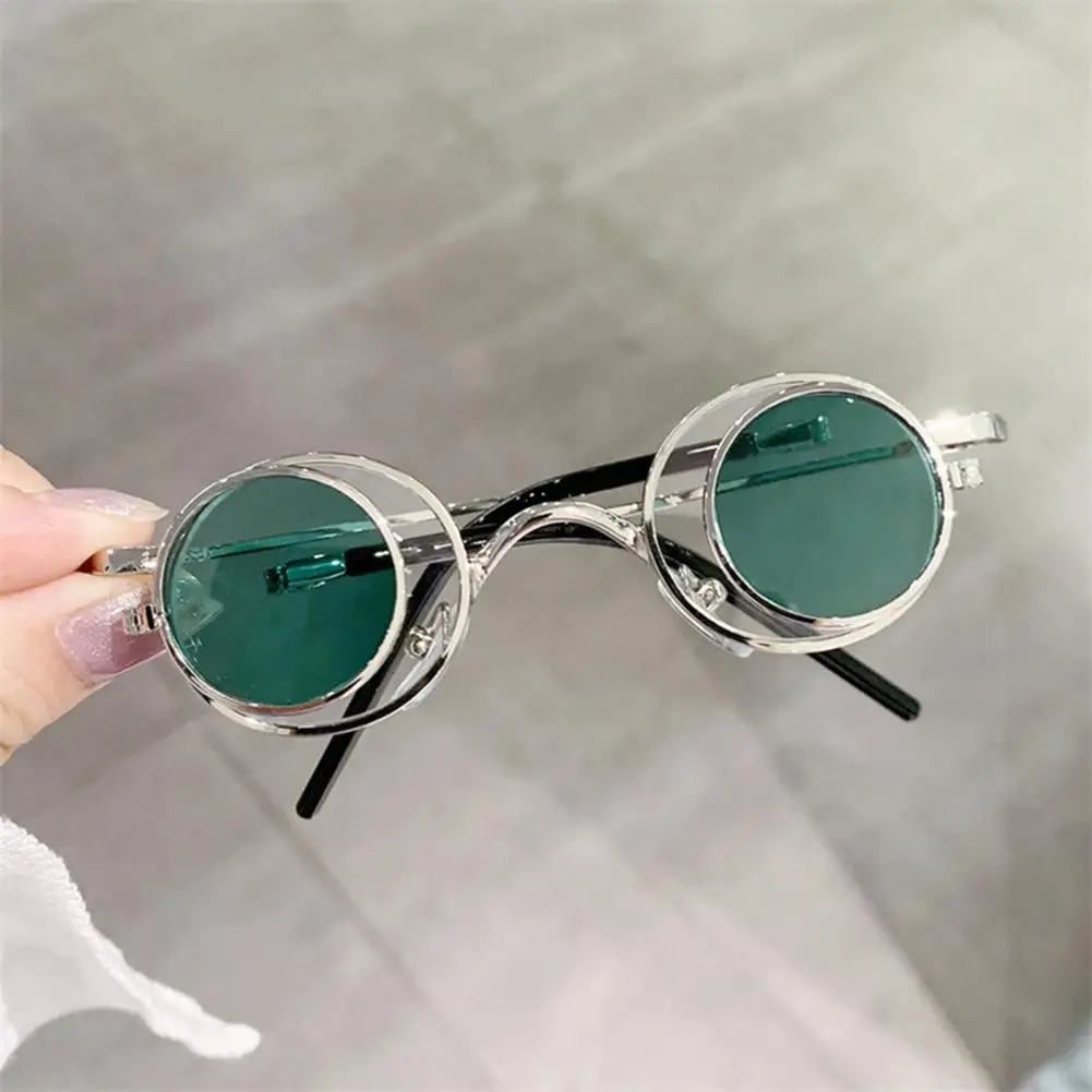 

Round Flip Up Sunglasses Small Circle Polarized Glasses for Men Women Retro Punk UV400 Sun Glasses for Rave Party