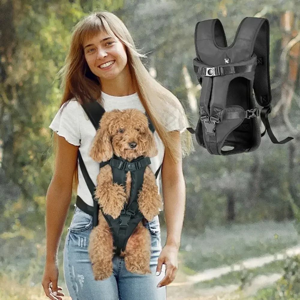 Hands Free Pet Front Backpacks Oxford Adjustable Dog Carrier Backpacks Breathable Puppy Carring Bags Dog Outgoing Bag Outdoor image 3