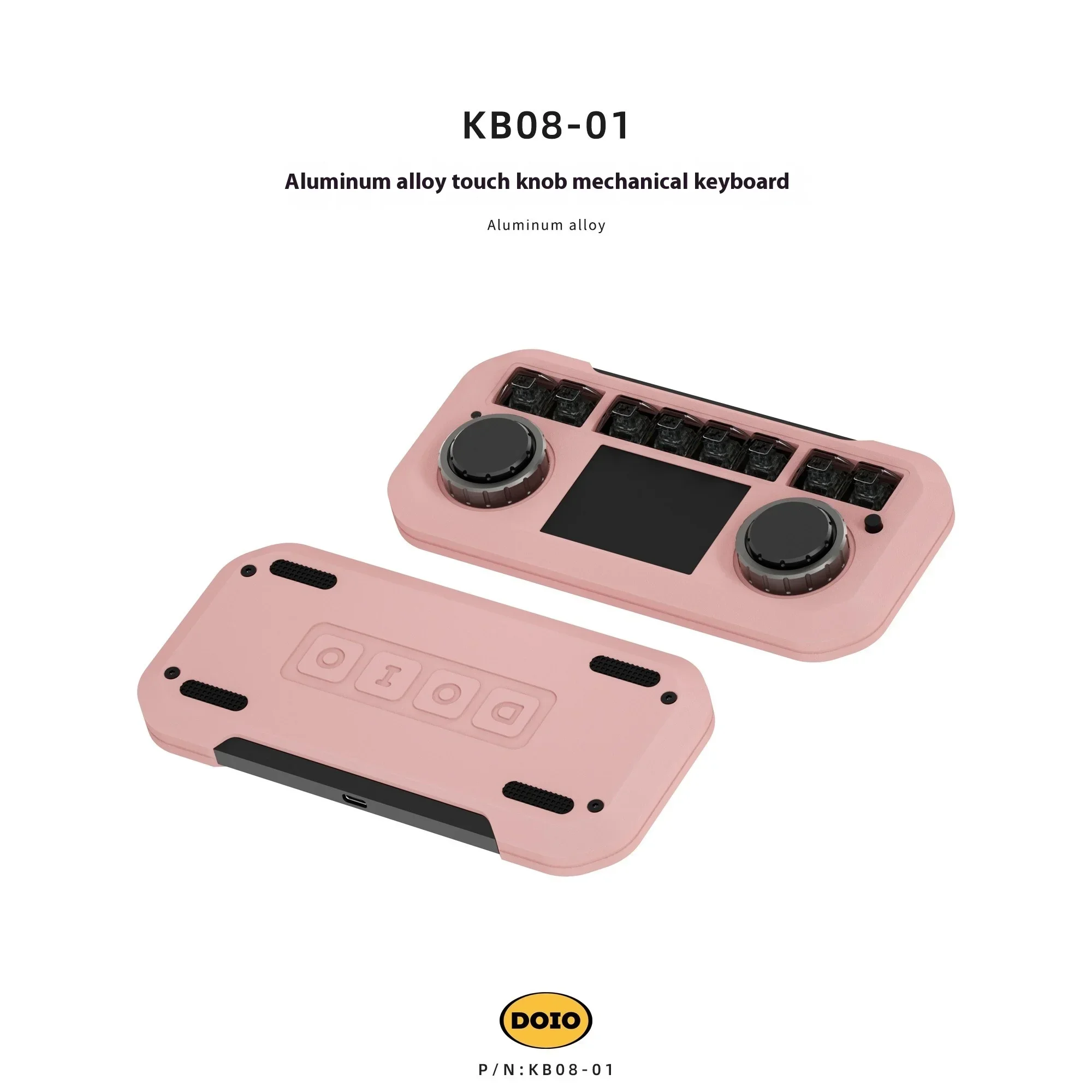 DOIO KB08-01 Mechanical Keyboard Integrated Touchpad Double Knob Double Layer Designer Aluminum Alloy Mini Keyboard Accessories