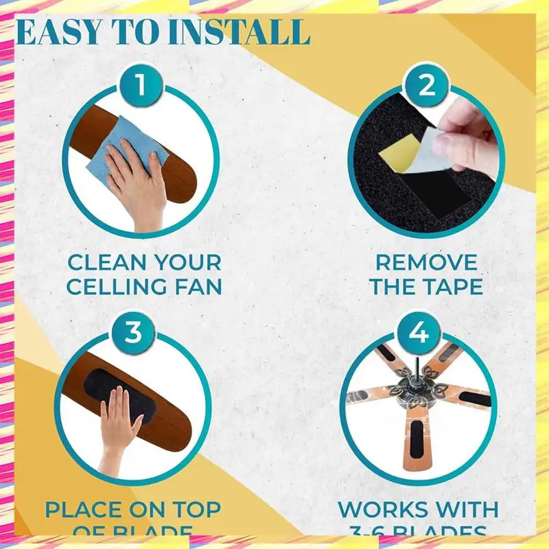 

3 Pack Ceiling Fan Filter Easily Sticks On Ceiling Fan Blade Top, Invisible & Aesthetic A