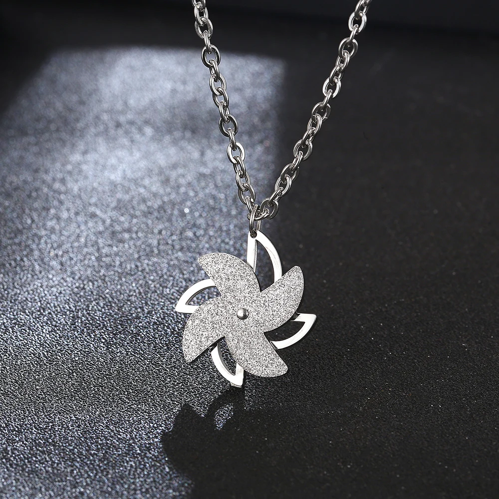 New Arrivals Stainless Steel Rotary Windmill Fashion Minimalist Jewelery Pendant Necklace Gift For Friends