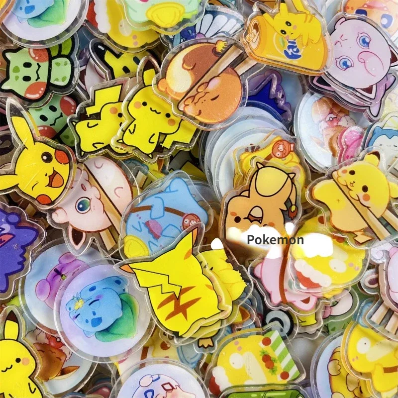 2cm-4cm Pokemon Cartoon Anime Cute Periphery Pikachu Eevee Psyduck Random Acrylic Handmade DIY Keychain Shake Music Phone Case