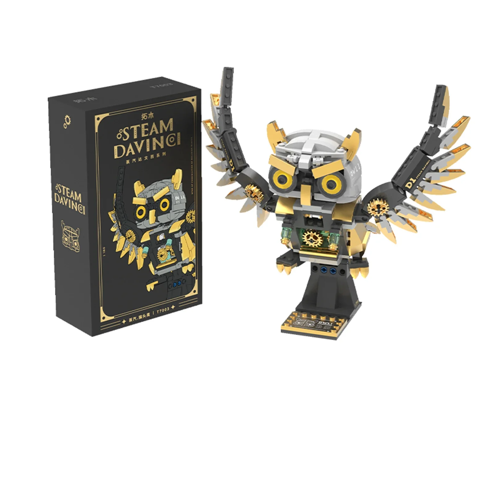 T7003 494 pezzi Steampunk modello gufo blocchi meccanici per uccelli creatura notturna decorazioni per il desktop regalo da collezione