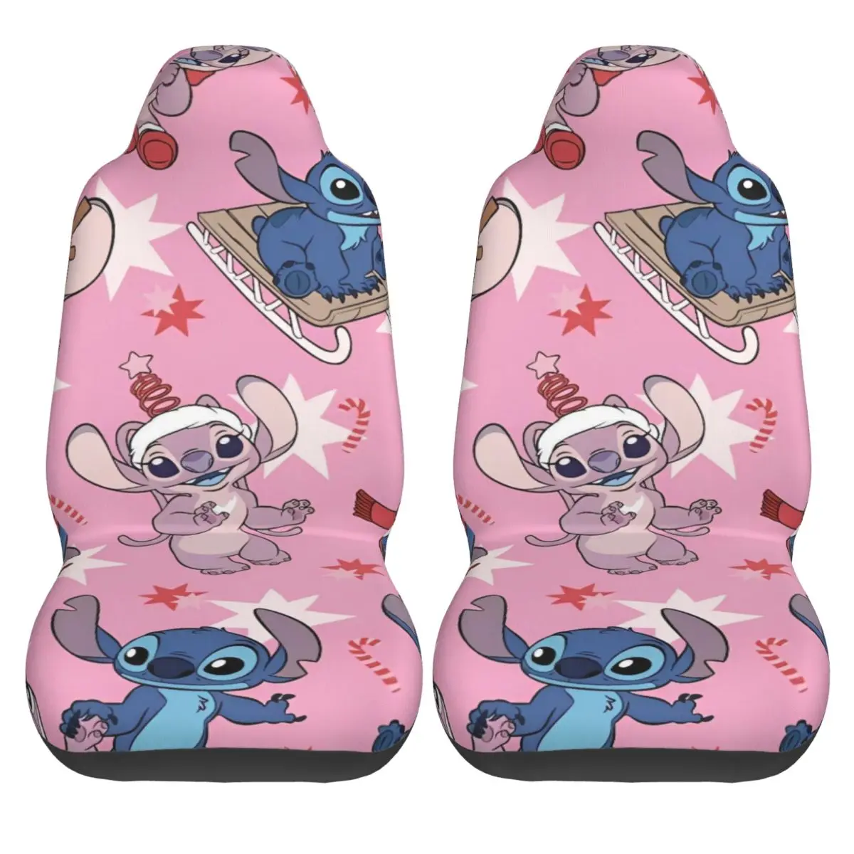 

Рождественские чехлы на автомобильные сиденья Stitch, эластичные чехлы на автомобильные сиденья из полиэстера, модные чехлы из двух предметов для автобуса