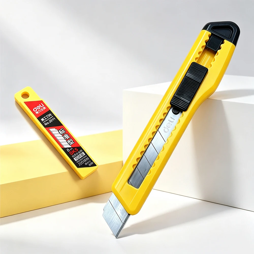 Utility Knife 18mm Blade Width Retractable Box Cutter Portable Office Home Courier Unboxing Knifes Plastic Handle