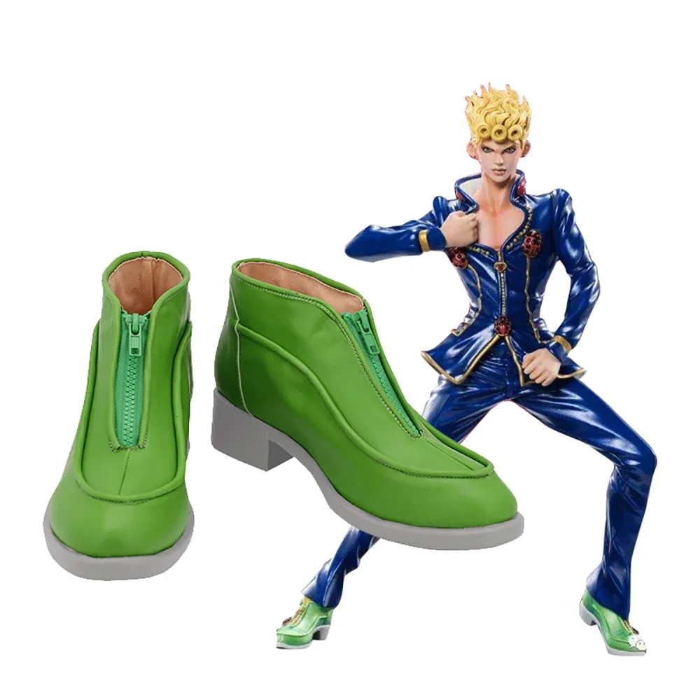 

JoJo's Bizarre Adventure Golden Wind Giorno Giovanna Cosplay Shoes Green Boots Custom Made Any Size