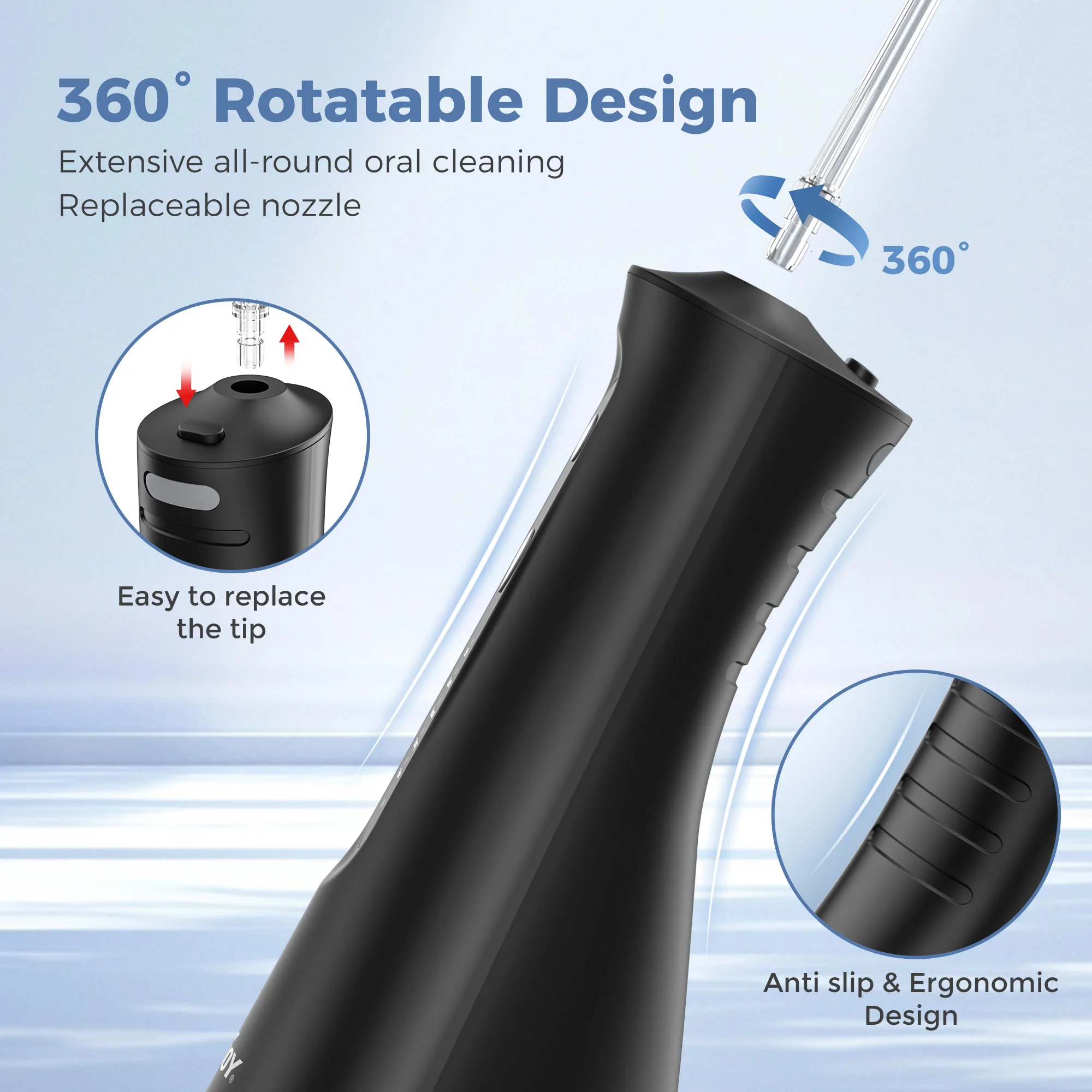 SEJOY Dental Oral Irrigator Water Flosser Thread Teeth Pick Mouth Washing Machine 5 Nozzles 5 Modes USB Rechargeable 300ml Tank