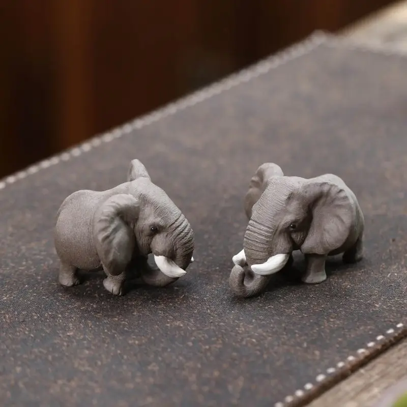 Yixing Purple Clay Elephant Tea Pet Figurine Creative Lucky Tea Set Accessory Home Decor Sculpture