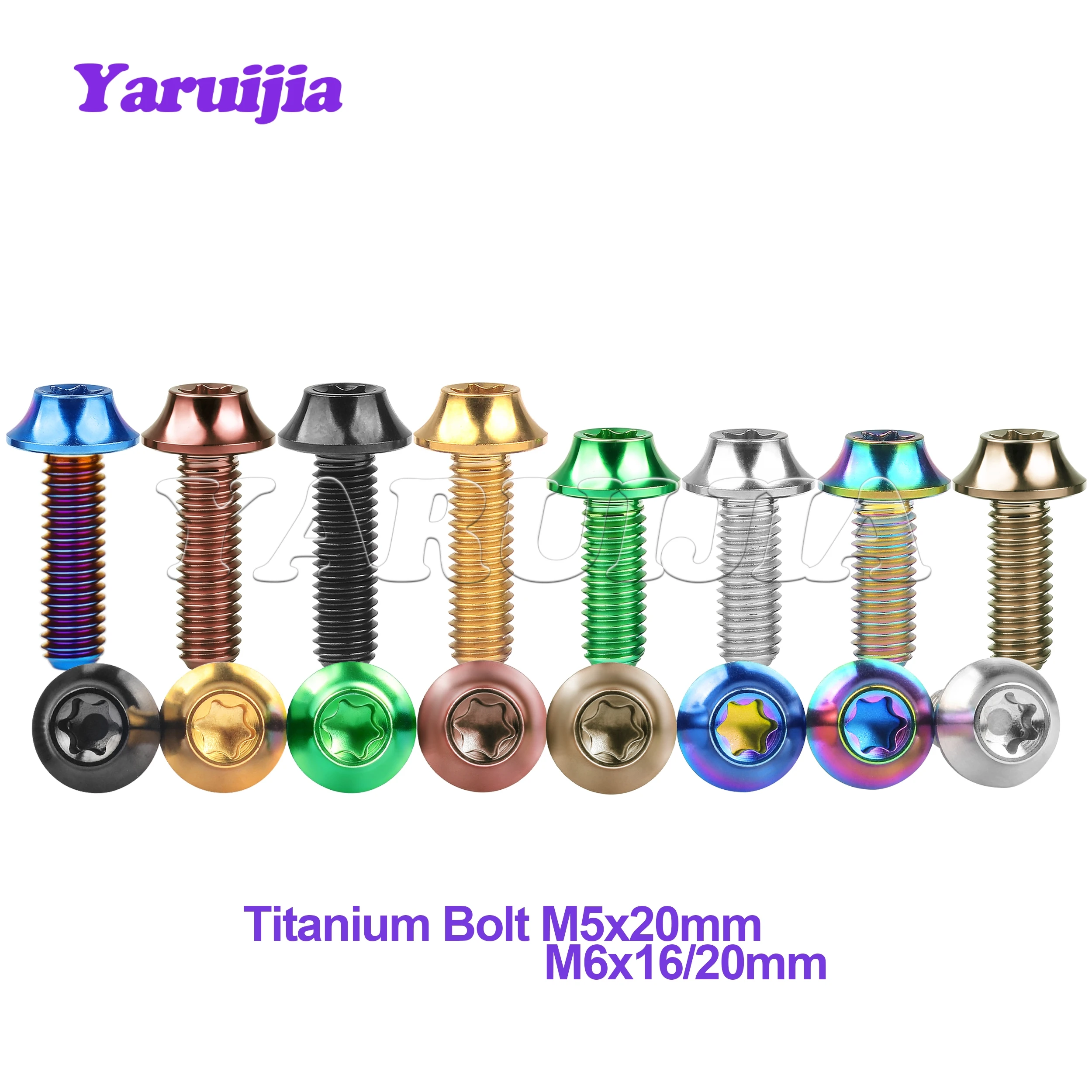 Yaruijia Titanium Bolt M5 M6x16/20mm T25/T30 Plum Umbrella Head Screw for Bike and Motorcycle Modification Screw
