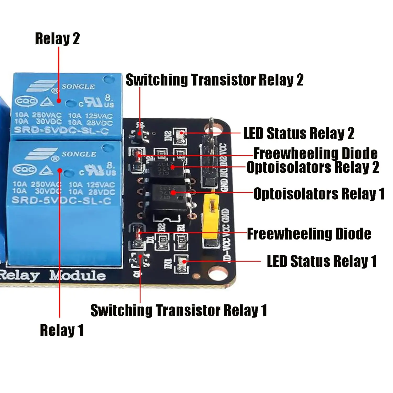 5V 2 Channel DC 5V Relay Module High and Low Level Trigger with Optocoupler Isolation Relay Module for Arduino Relay