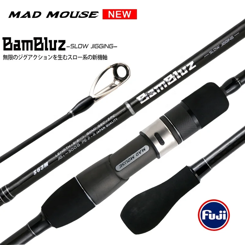 Madmouse Bambluz 1.9m X Carbon Fuji Parts Slow Jigging Spinning&Casting Fishing Rod Lure 200-400g ML/M/MH Boating Rod