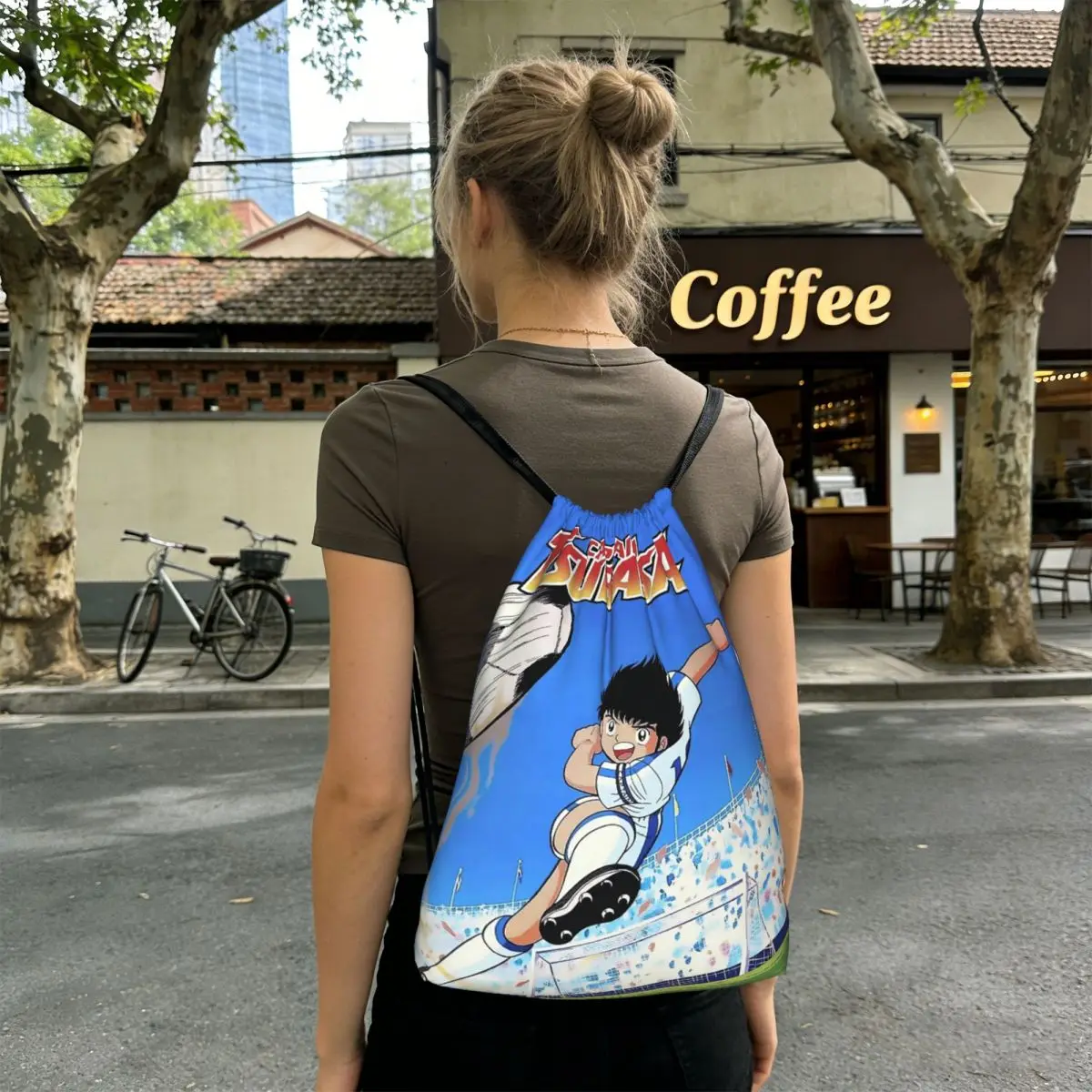 Captains Tsubasas Japan Football Anime Backpacks Multi-function Drawstring Bundle Pocket Storage Bag Book Bags Travel Students