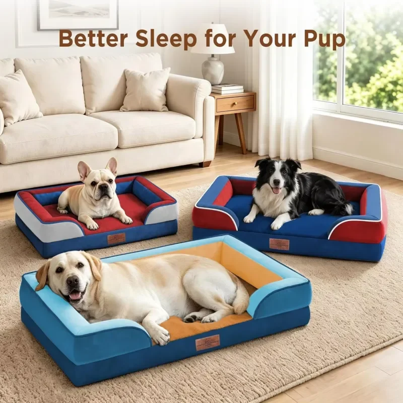 Color plush dog bed waterproof crystal plush egg foam orthopedic foam pet sofa suitable for retailers custom OEM