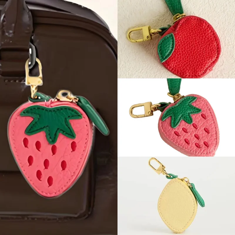 

Милый фруктовый креативный кошелек для монет высокого качества, брендовая клубника, яблоко, лимон, модная кожаная красная сумка для хранения, маленькая подвеска, сумка на молнии