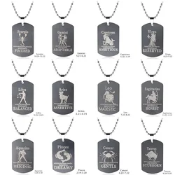 2024 Trend Charm Jewelry Stainless Steel 12 Constellations Necklace Women Vintage Titanium Steel 12 Zodiac Pendant Necklace