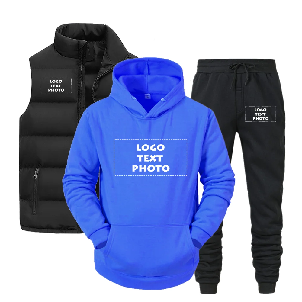 Custom Your Logo Fashion Clothes Sleeveless Black Vest and Tracksuit Drawstring Waist Pants For Men and Women  Casual Fashion