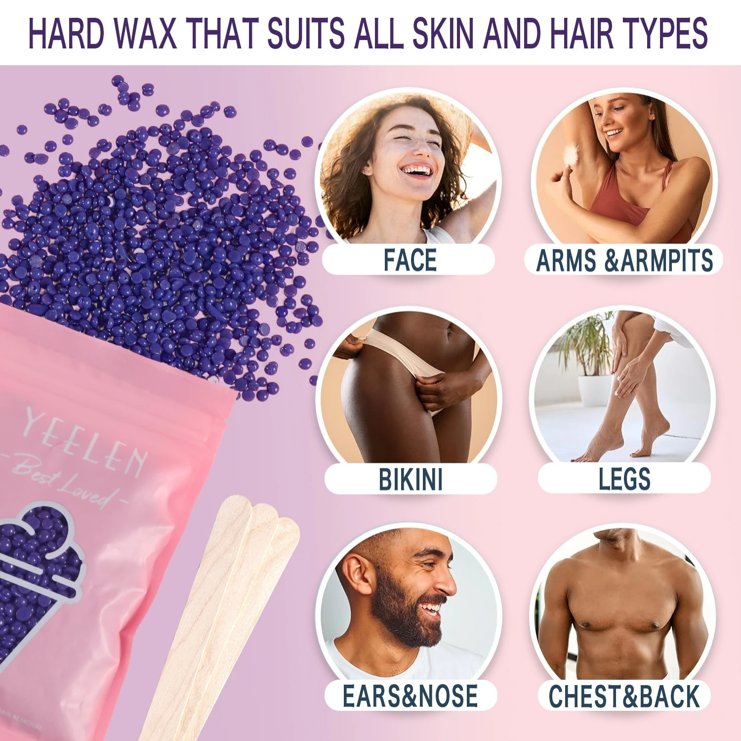 Waxing Kit for Men and Women Proven Quality for Removing Coarse thick hair with 4 Salon Quality Wax for hair removal