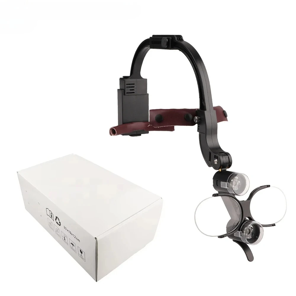 

5W Dental LED Head Light Lamp 2.5X 3.5X Dentisit Surgical Headlight Magnification Binocular Loupes with 2 Filters