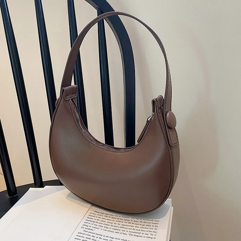 Solid Color PU Zipper Fashion Hobo Bags Women\'s Bags 2024 High Quality Trend Shoulder Bags Bolsos De Señora Bolsas De Hombro