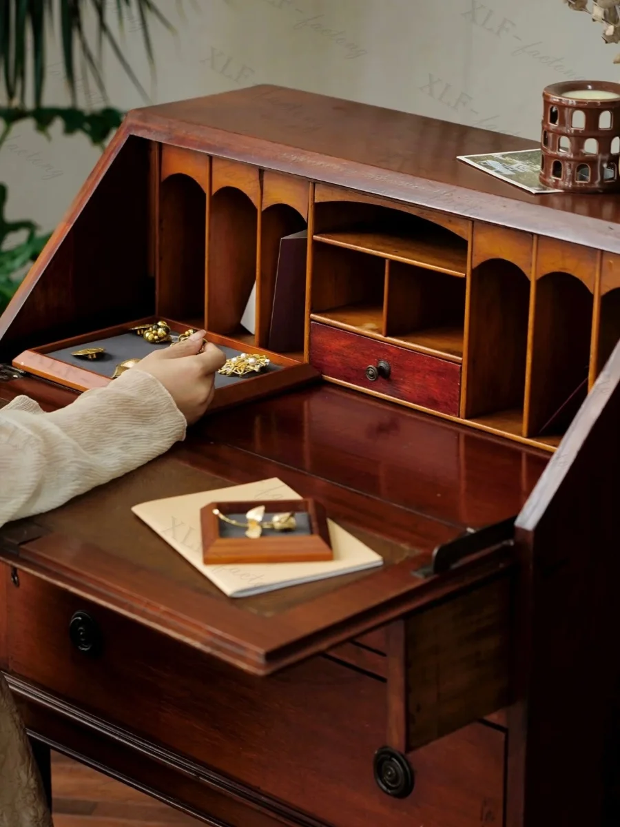 Solid wood dresser, writing desk, vintage chest of drawers, French multifunctional storage bucket