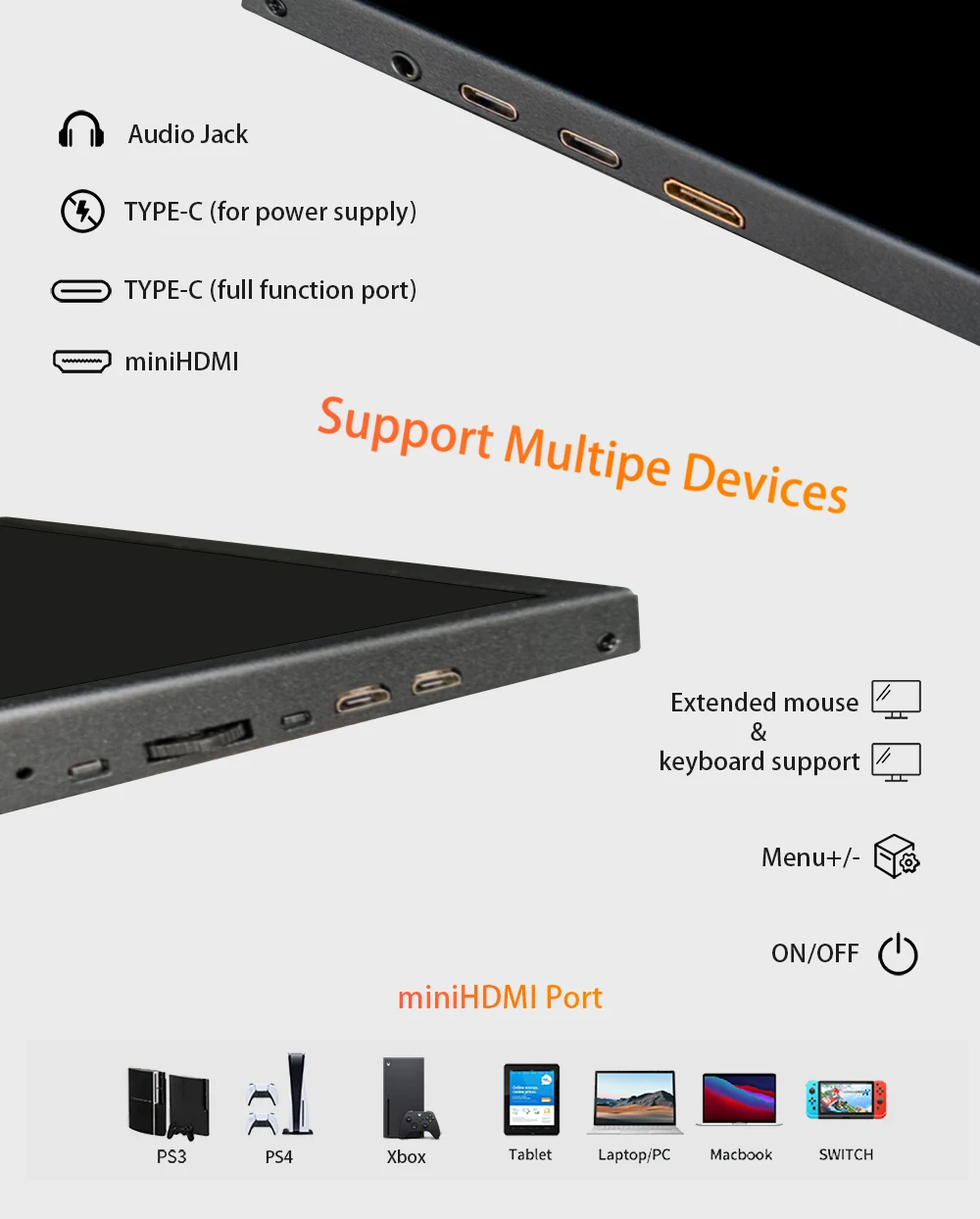 Imagem -03 - Lesown-monitor Portátil Ultra Amplo Touch Screen pc Portátil Lcd Externo 14.1 4k Capacitivo Usb c Hdmi Ips