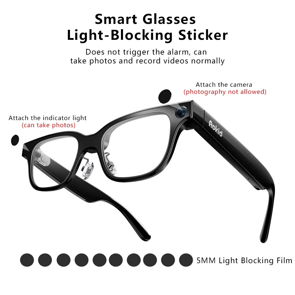 for Rokid Glasses Light-blocking Stickers 50pcs AR Glasses Record Video Shading Sticker Privacy Stickers Black