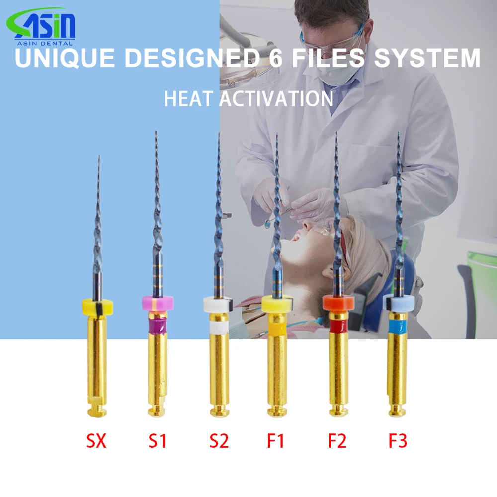 Dental 6pcs/Box Root Canal File Heat Activated Canal Root Files SX-F3 25mm Endo rotary files Dentist Tools Can Bend