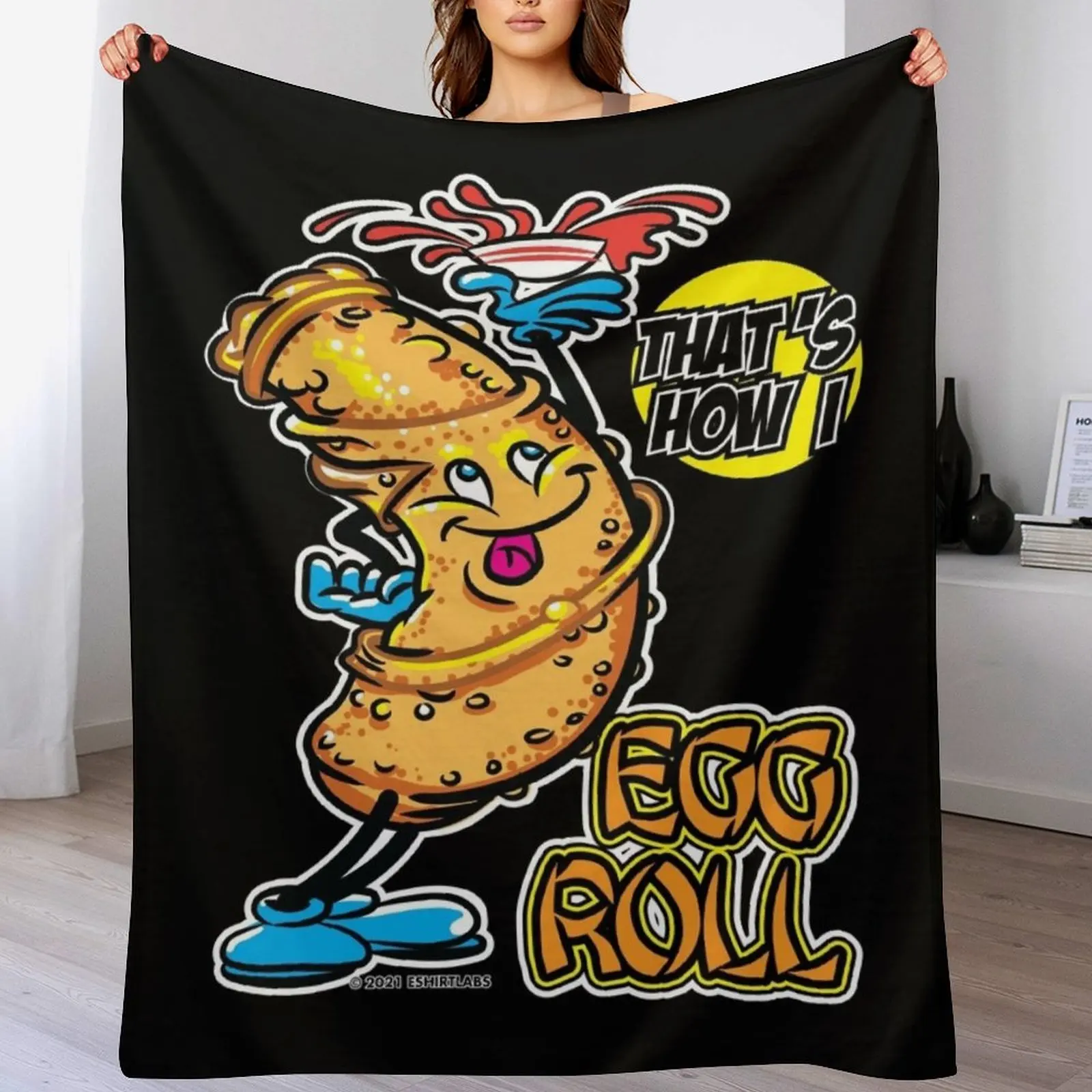 Egg Rolls, Thats How I Roll by eShirtLabs Throw Blanket Fuzzy Plush Throw Blanket for Sofa Chair
