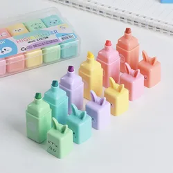 6PCs Mini Rabbit Creative Fluorescent Pen Creative Color Marking Pen Macaron Color Hand Account Mark highlighters markers