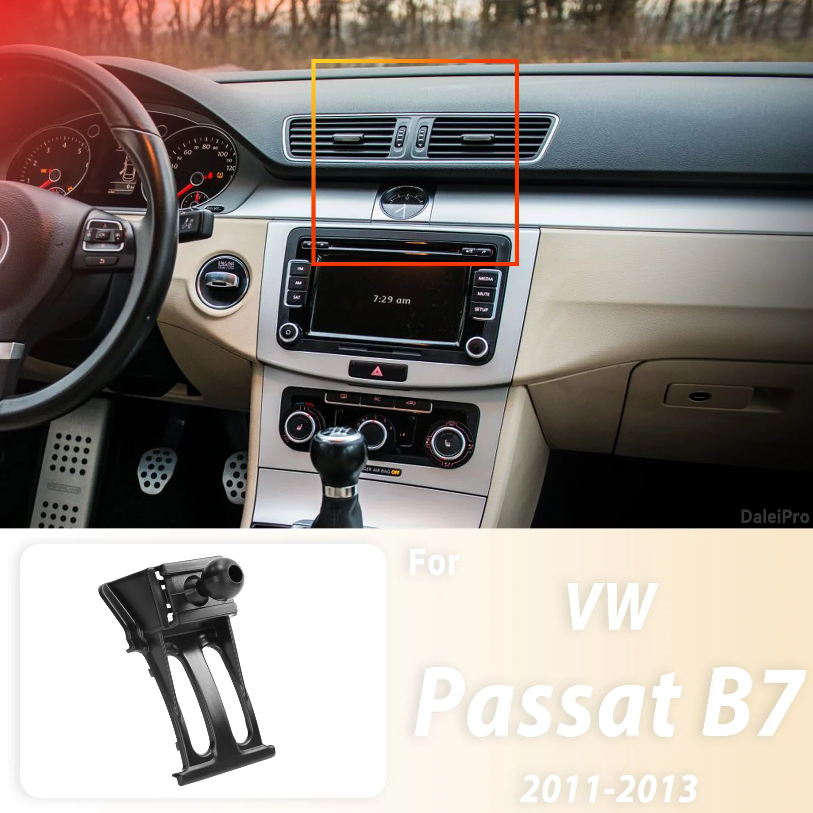 Designed for VW Passat B7 Alltrack 2011-2013 Phone Holder Car Magnetic Mount Smart Sensing One-Touch Release Wireless Charger