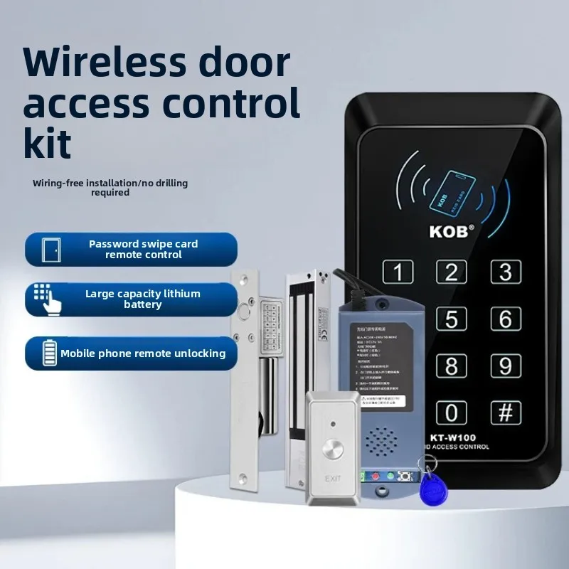 KOB Wireless Access Control System Unified Machine Access Lock Set No Wiring ID Card Swiping Password Lock Glass Magnetic Lock