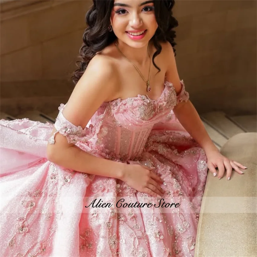 Sky Blue Ball Gown Quinceanera Dresses Pearls Flowers Beaded Appliques Sweet 16 Dress Vestidos De 15 Años 2025 Customized image 6