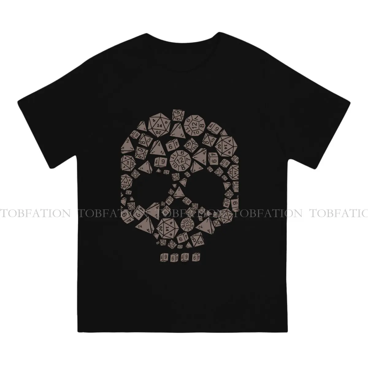 Dice Skull TShirt For Male DND Game Tops Style T Shirt 100% Cotton Printed Fluffy Creative Gift