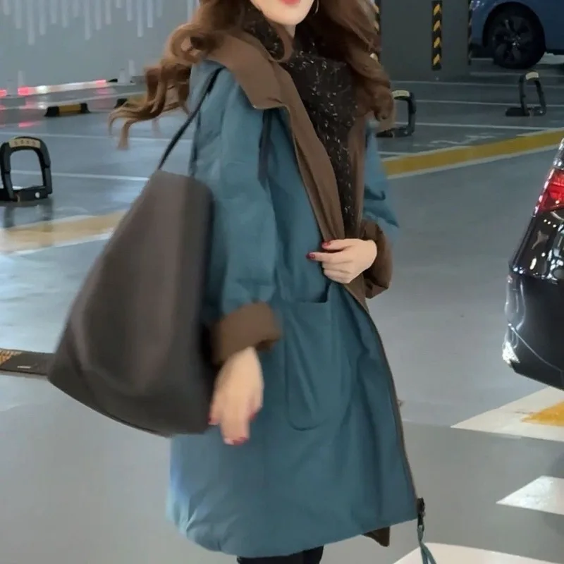 Double-Sided Cotton-Padded Women's Medium Long ins Winter New 2025 Loose Korean Version Thickened Cotton-Padded Warm Jacket Tide