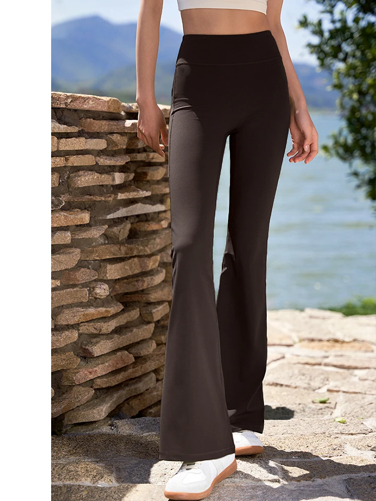 

Обнаженные брюки с высокой талией и подтяжкой бедер, эластичные брюки-клеш для фитнеса, женские повседневные брюки для бега на открытом воздухе, йоги