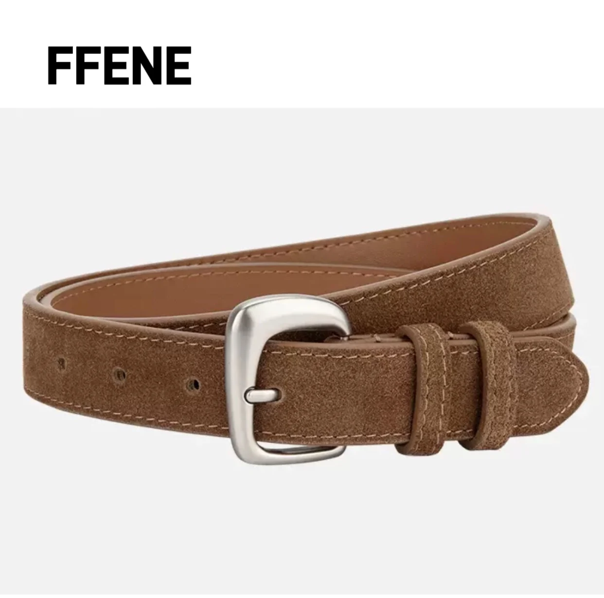 

Design-oriented, lavishly textured, matte suede belt with irregular pin buckle decoration, skinny jeans, waist cincher, women's