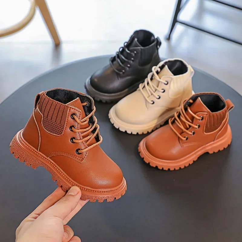 Autumn Winter Girls Boys Boots Outdoor Kids Casual Shoes Waterproof Anti-Slippery Soft Soled Children Short Boots Baby Shoes