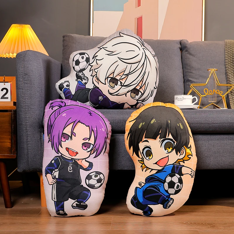 BLUE LOCK Japanese Cartoon Plush Toy ITOSHIRIN Reo Mikage Seishiro Nagi Throw Pillow Back Cushion Sofa Decoration Pillow Gifts