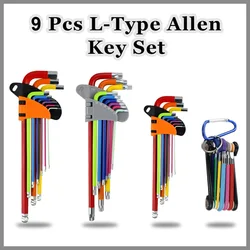 9 Pcs L-Type Allen Key Set Hex Wrench Set Hexagon Spanner Ball End Torx Star Keys Long Metric Socket Wrench Hand Tools Kit